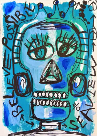Peinture intitulée "Skull. Art. Basquia…" par Headbuum, Œuvre d'art originale, Acrylique
