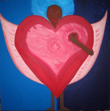 Schilderij getiteld "Gently hold my heart" door Heart Art Rebecca, Origineel Kunstwerk