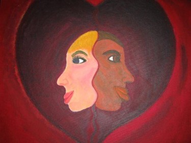 Schilderij getiteld "One Love" door Heart Art Rebecca, Origineel Kunstwerk
