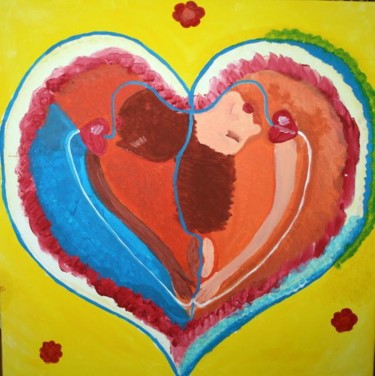 Schilderij getiteld "Mixed up heart" door Heart Art Rebecca, Origineel Kunstwerk