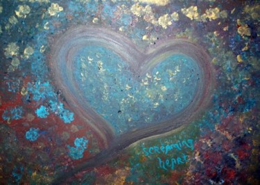 Schilderij getiteld "Screaming heart" door Heart Art Rebecca, Origineel Kunstwerk