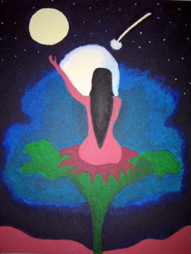 Schilderij getiteld "Lotus Lady" door Heart Art Rebecca, Origineel Kunstwerk