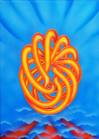 Painting titled "Infinity" by Heather Crowther, Original Artwork, Airbrush Mounted on Wood Stretcher frame