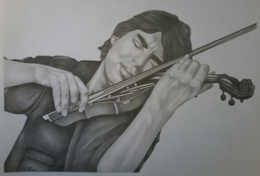 Le violoniste. Dessin intitulée "Le violoniste." par Sophie Rachel Dumont (heavenly), Œuvre d'art originale, Graphite