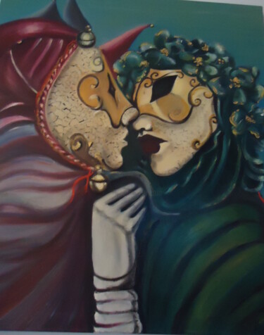 Painting titled "Kiss" by Hebe Beatriz Alioto, Original Artwork, Oil