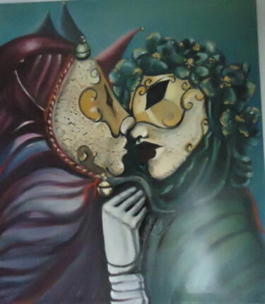 Painting titled "the kiss" by Hebe Beatriz Alioto, Original Artwork, Acrylic