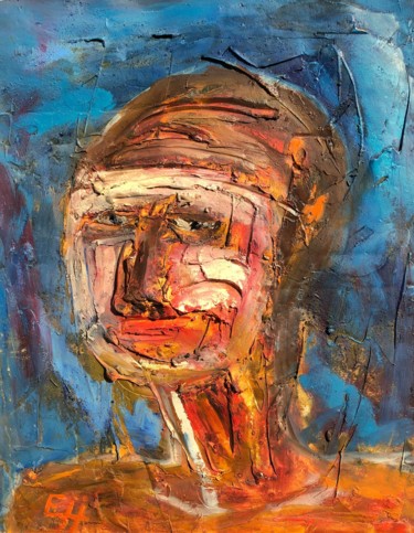 Painting titled "L'Homme au turban.j…" by Eric Hebert, Original Artwork, Oil
