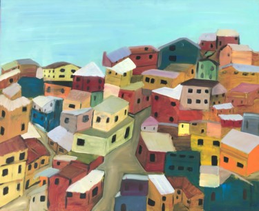 Malerei mit dem Titel "Favela - Libération" von Eric Hebert, Original-Kunstwerk, Öl