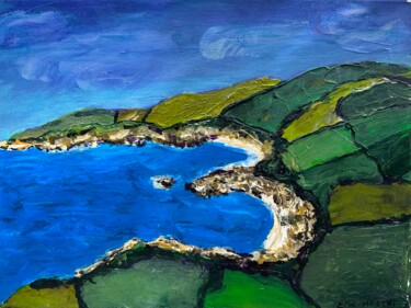 Painting titled "L'anse Saint-Martin" by Eric Hebert, Original Artwork, Oil Mounted on Wood Stretcher frame