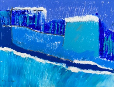 Pintura titulada "L'arrivée au port" por Eric Hebert, Obra de arte original, Pastel
