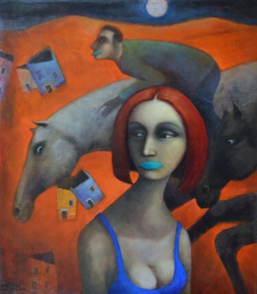 Pintura titulada "Caballo de media no…" por Hector Acevedo, Obra de arte original, Oleo Montado en Bastidor de camilla de ma…