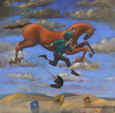 Painting titled "Viajero de la memor…" by Hector Acevedo, Original Artwork, Oil