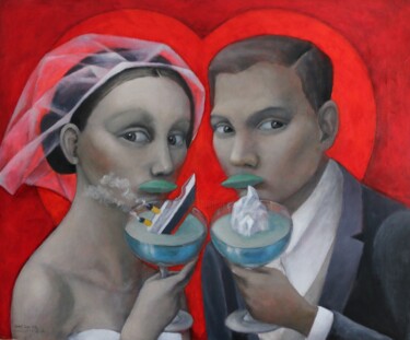 Pintura intitulada "Amor eterno" por Hector Acevedo, Obras de arte originais, Óleo Montado em Armação em madeira