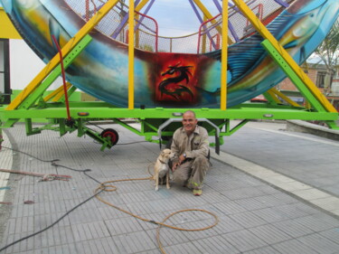 Desenho intitulada "BARCO" por Hector Mario Restrepo Salazar (EL ARTE HECHO A MANO), Obras de arte originais, Laca