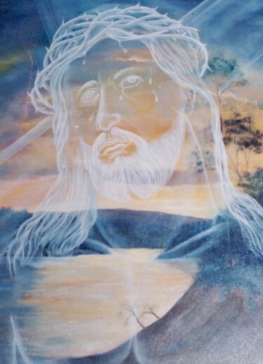 Peinture intitulée "resucitado mi cristo" par Hector Mario Restrepo Salazar (EL ARTE HECHO A MANO), Œuvre d'art originale
