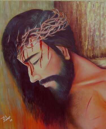 Pintura titulada "sangre de cristo" por Hector Mario Restrepo Salazar (EL ARTE HECHO A MANO), Obra de arte original