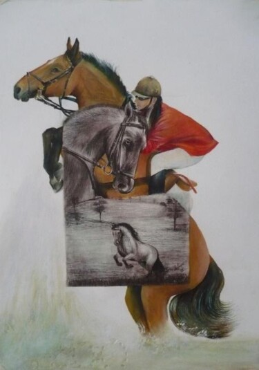 Peinture intitulée "SALTANDO" par Hector Mario Restrepo Salazar (EL ARTE HECHO A MANO), Œuvre d'art originale