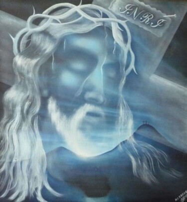 Pintura titulada "MI CRISTO" por Hector Mario Restrepo Salazar (EL ARTE HECHO A MANO), Obra de arte original