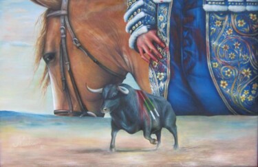 Painting titled "RETORNO DE UNA CORR…" by Hector Mario Restrepo Salazar (EL ARTE HECHO A MANO), Original Artwork, Oil