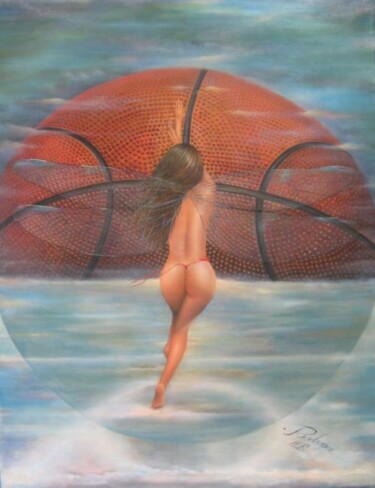 Painting titled "JUEGO EN EL AIRE" by Hector Mario Restrepo Salazar (EL ARTE HECHO A MANO), Original Artwork, Oil