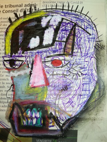 Pintura titulada "Head waking" por Hector O'Kanin, Obra de arte original, Pastel