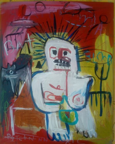 Schilderij getiteld "je suis banania" door Hector O'Kanin, Origineel Kunstwerk, Acryl