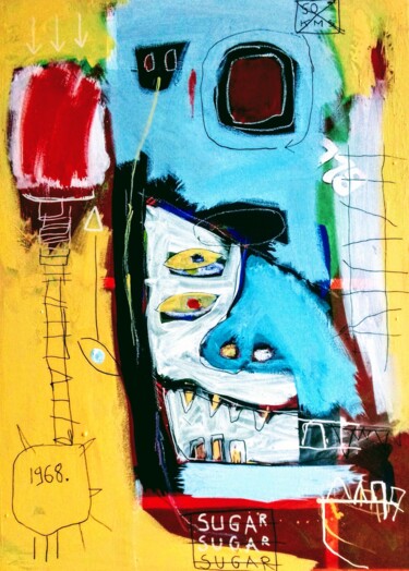 Malerei mit dem Titel "Ghost dog 99" von Hector O'Kanin, Original-Kunstwerk, Acryl