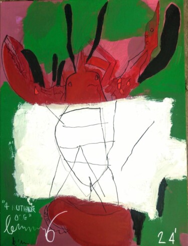 Painting titled "Lobster a and b 😎" by Hector O'Kanin, Original Artwork, Acrylic