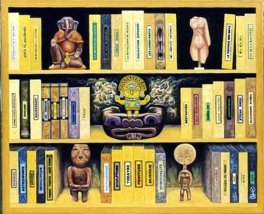 Картина под названием "bibliotheques ..." - Hector Toro, Подлинное произведение искусства, Масло