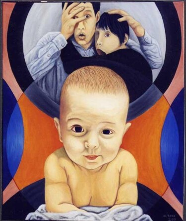Peinture intitulée "bebe contemporain" par Hector Toro, Œuvre d'art originale, Huile
