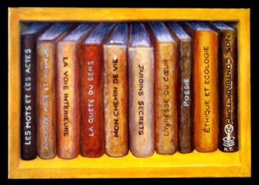 Peinture intitulée "Bibliotheque Titres" par Hector Toro, Œuvre d'art originale, Autre