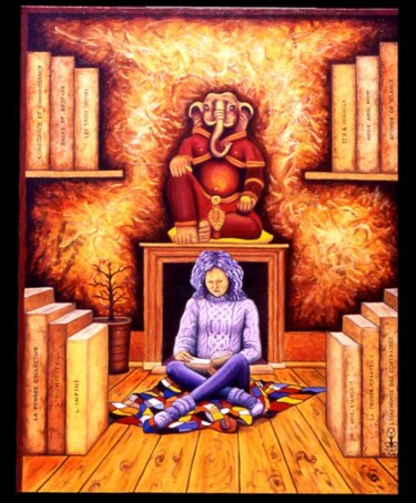 Painting titled "Biblio" by Hector Toro, Original Artwork, Other