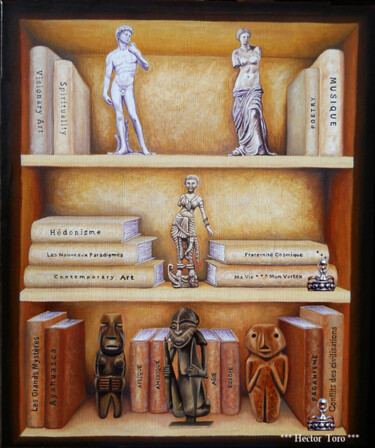 Painting titled "Bibliothèque Frater…" by Hector Toro, Original Artwork, Oil