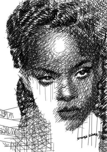 Desenho intitulada "rihanna.jpg" por Hector Udoka, Obras de arte originais, Fotografia digital