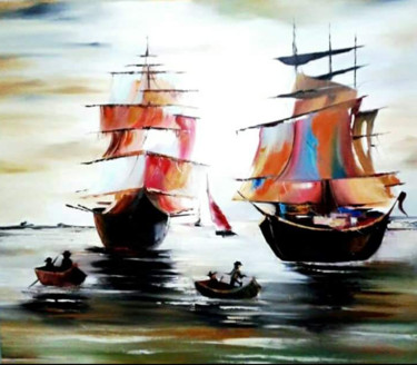 Pintura intitulada "Caravel" por Camila Hedlund, Obras de arte originais, Óleo