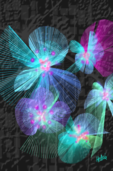 Arts numériques intitulée "Fleurs d'ailleurs 6" par Hedrix, Œuvre d'art originale, Travail numérique 2D
