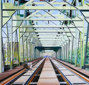 Pintura intitulada "overbruggen-def.jpg" por Bert Hermans, Obras de arte originais, Óleo