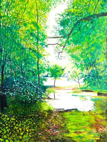 Peinture intitulée "Garden View Château…" par Bert Hermans, Œuvre d'art originale, Huile Monté sur Panneau de bois