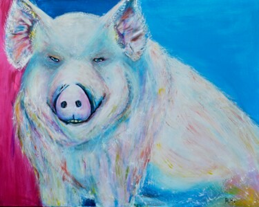 Peinture intitulée "Schwein" par Heide Hasskerl, Œuvre d'art originale, Acrylique