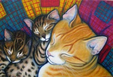Painting titled "Rudy and Friends" by Heidi Shaulis, Original Artwork