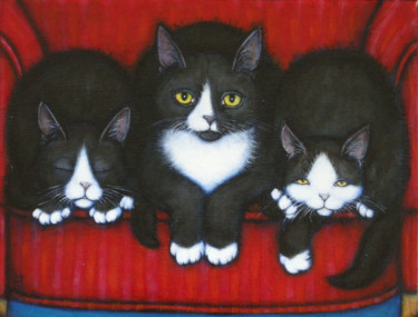 Картина под названием "3 Tuxedos" - Heidi Shaulis, Подлинное произведение искусства, Масло