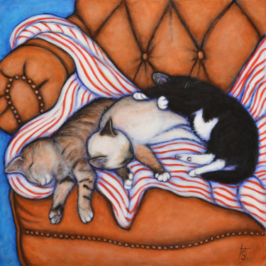 Malerei mit dem Titel "3 Little Kittens" von Heidi Shaulis, Original-Kunstwerk, Öl
