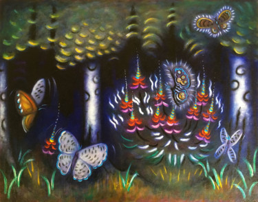 Painting titled "Butterfly Forest" by Heidi Shaulis, Original Artwork, Oil