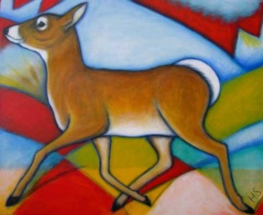 Painting titled "White-Tailed Deer" by Heidi Shaulis, Original Artwork