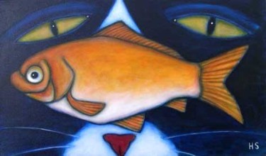 Painting titled "Goldfish" by Heidi Shaulis, Original Artwork