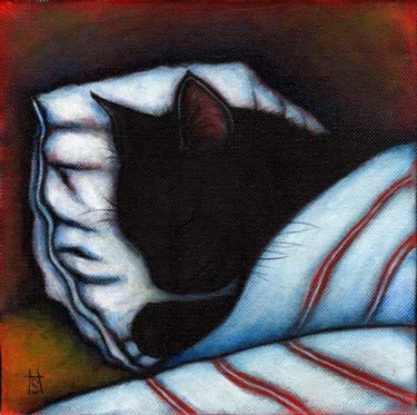 Painting titled "Sleepy Little Black…" by Heidi Shaulis, Original Artwork