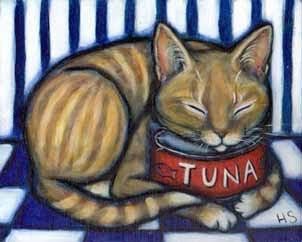 Painting titled "Tuna Guardian" by Heidi Shaulis, Original Artwork