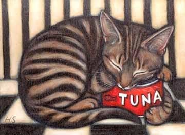 Schilderij getiteld "Chester the Tuna Gu…" door Heidi Shaulis, Origineel Kunstwerk