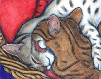 Painting titled "Bathtime for Bengals" by Heidi Shaulis, Original Artwork