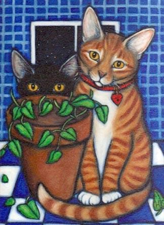 Painting titled "New Catnip Plant" by Heidi Shaulis, Original Artwork
